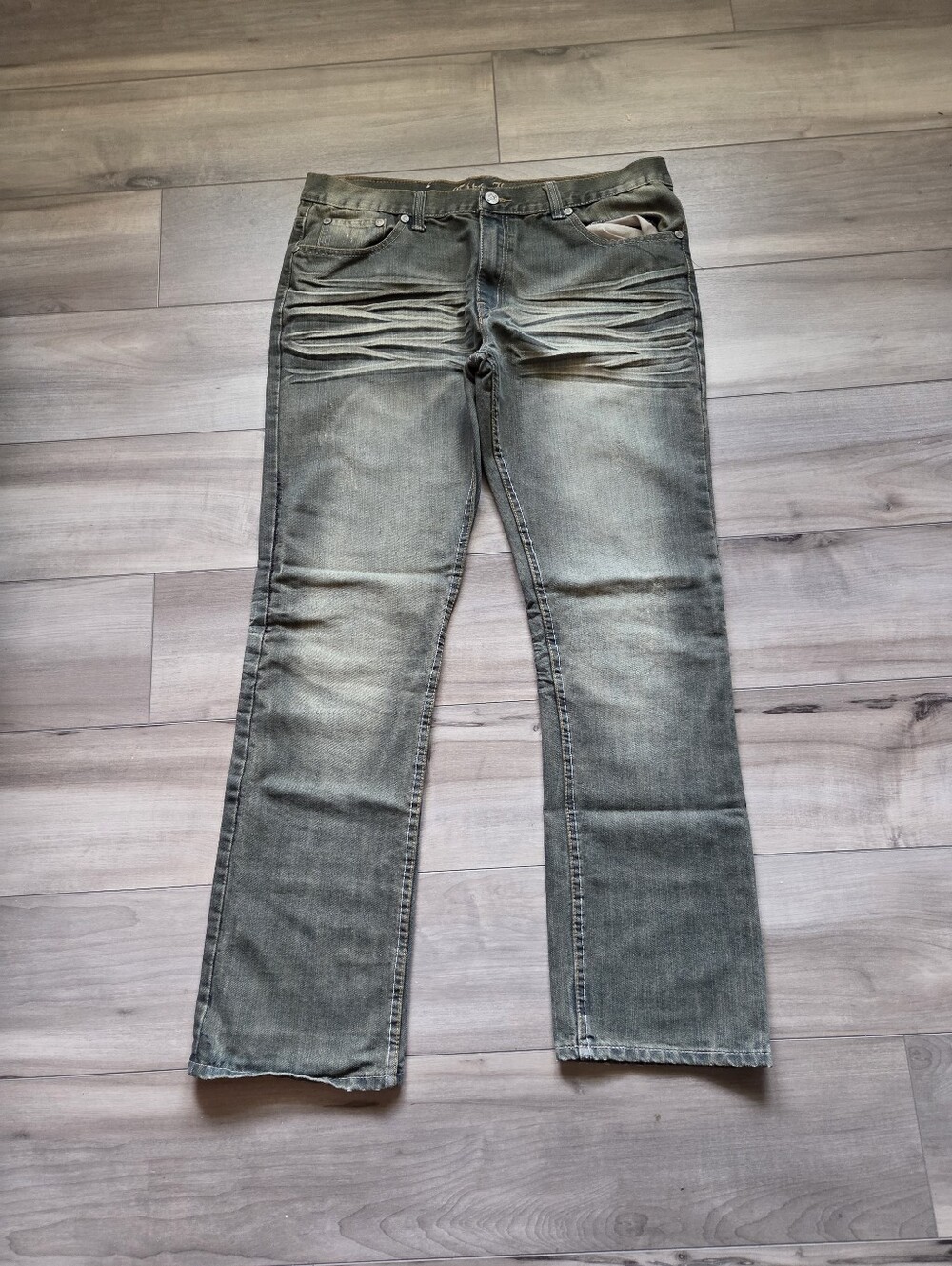City Ink Men's Washed Gray Straight-Leg Jeans